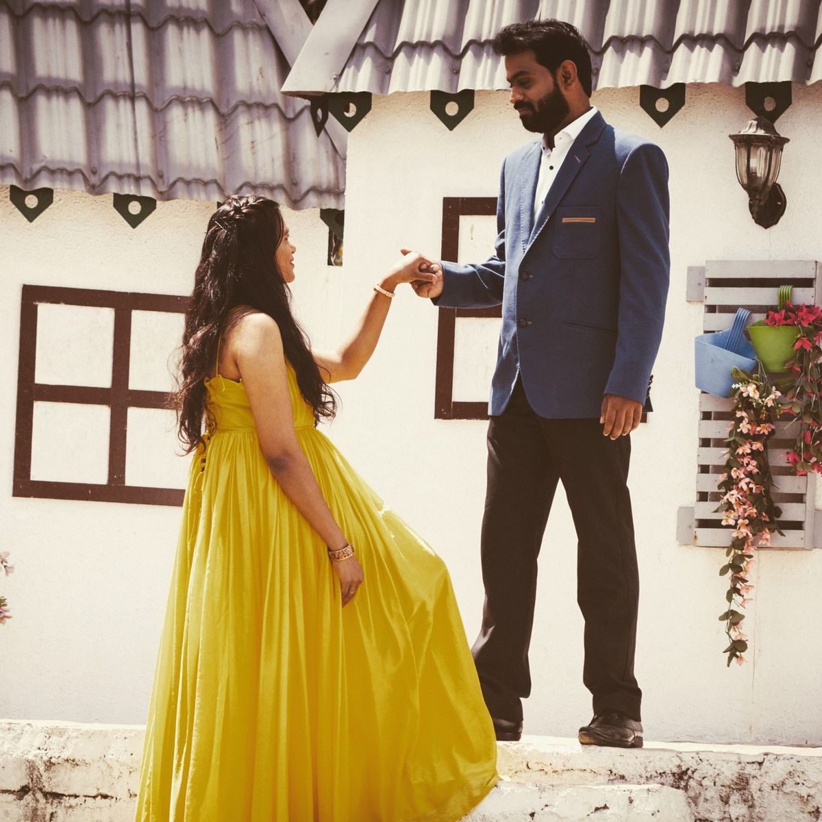 Yellow gown, cottage set — Sourmi Studio, Pune